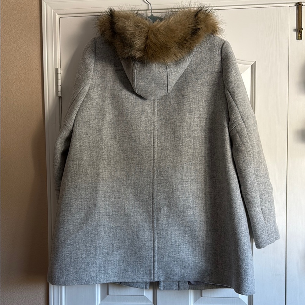 J. Crew Gray Wool Pea Coat with Fur Collar - Picture 4 of 7